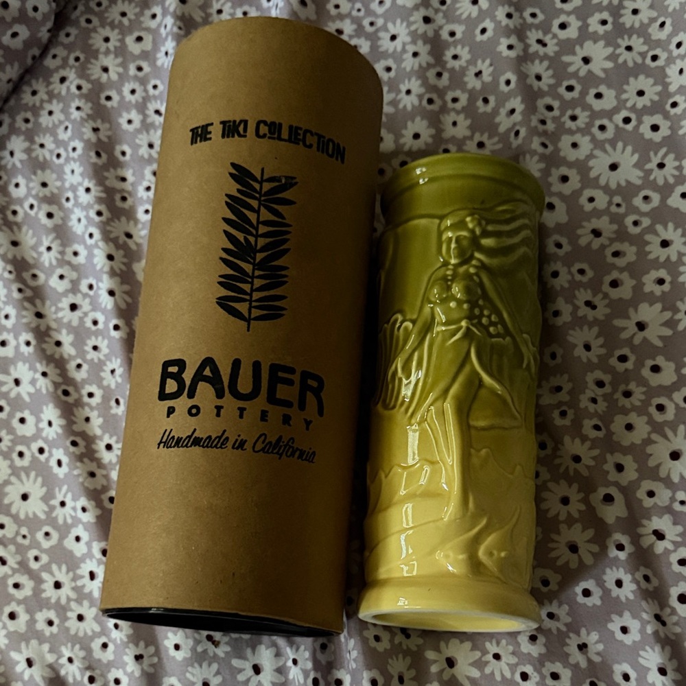Bauer Pottery Tiki Mug - Yellow Ceramic
